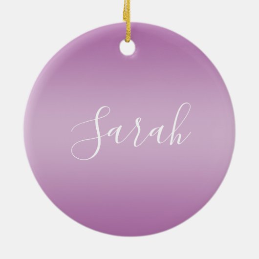 Bewerkbaar Soft Mauve Ombre & White Text Script Keramisch Ornament (Achterkant)