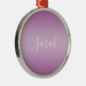 Bewerkbaar Soft Mauve Ombre & White Text Script Metalen Ornament (Rechts)