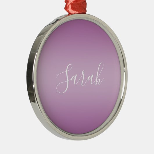 Bewerkbaar Soft Mauve Ombre & White Text Script Metalen Ornament (Rechts)