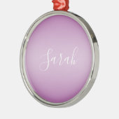 Bewerkbaar Soft Mauve Ombre & White Text Script Metalen Ornament (Links)