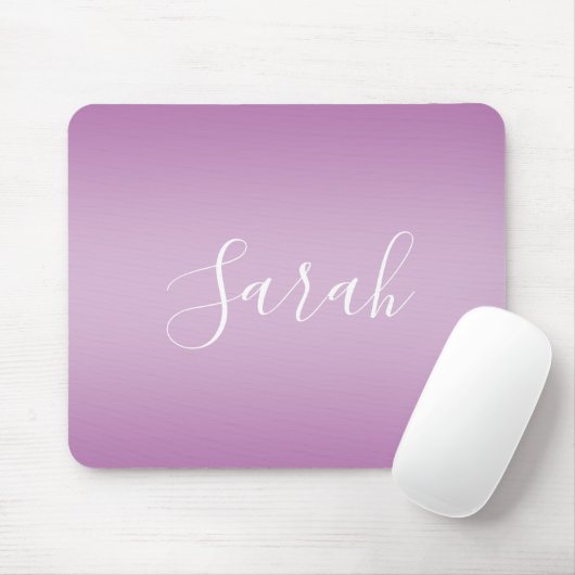 Bewerkbaar Soft Mauve Ombre & White Text Script Muismat (Met muis)