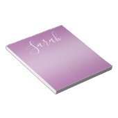 Bewerkbaar Soft Mauve Ombre & White Text Script Notitieblok (Schuin)