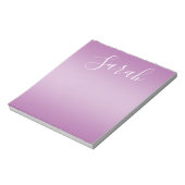 Bewerkbaar Soft Mauve Ombre & White Text Script Notitieblok (Linkerzijde)