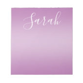 Bewerkbaar Soft Mauve Ombre & White Text Script Notitieblok (Voorkant)