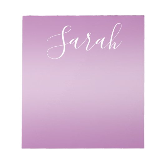 Bewerkbaar Soft Mauve Ombre & White Text Script Notitieblok (Voorkant)