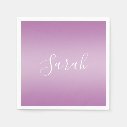 Bewerkbaar Soft Mauve Ombre & White Text Script Servet (Voorkant)