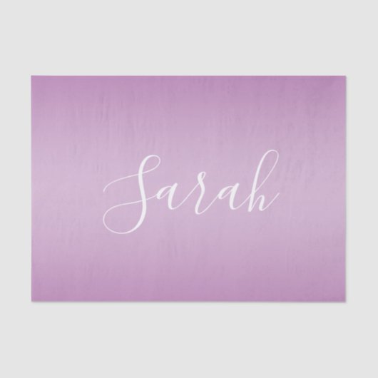Bewerkbaar Soft Mauve Ombre & White Text Script Tissuepapier (Voorkant)