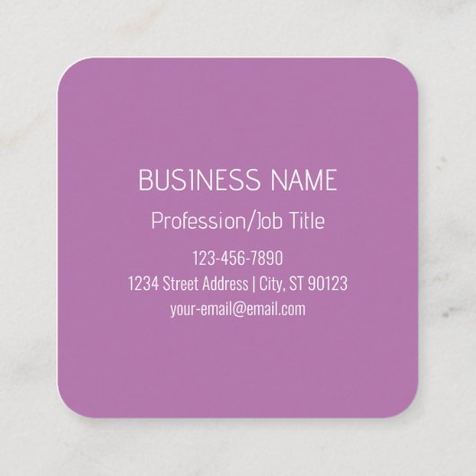 Bewerkbaar Soft Mauve Ombre & White Text Script Vierkante Visitekaartje (Achterkant)