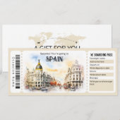 Bewerkbaar Spanje Vliegticket, Spanje Trip Kaart (Voorkant / Achterkant)