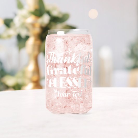Bewerkbaar Sparkling Thanksgiving Quote Design Blikvorm Glas (Insitu (Huwelijk))
