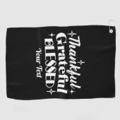 Bewerkbaar Sparkling Thanksgiving Quote Design Golfhanddoek (Horizontaal)