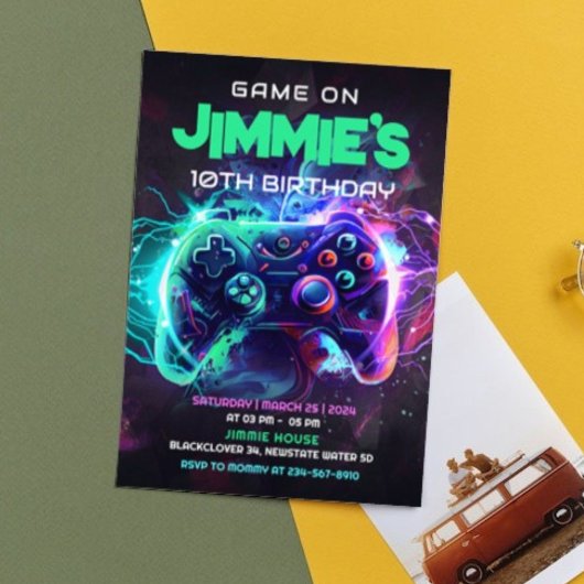 Bewerkbaar spel op uitnodiging voor verjaardagsfee