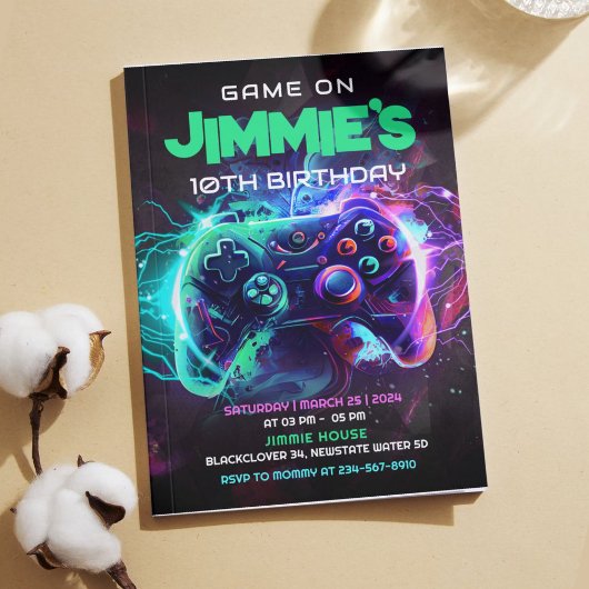 Bewerkbaar spel op uitnodiging voor verjaardagsfee