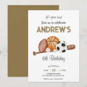 Bewerkbaar Sport All-Star thema Verjaardagsfeest Kaart (Voorkant / Achterkant)