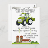 Bewerkbaar Start uw tractor 1e verjaardag Animatie Briefkaart (Voorkant / Achterkant)