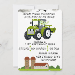 Bewerkbaar Start uw tractor 1e verjaardag Animatie Kaart