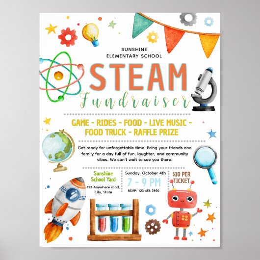Bewerkbaar stoomdag fondsenwervingsflyer poster (Voorkant)