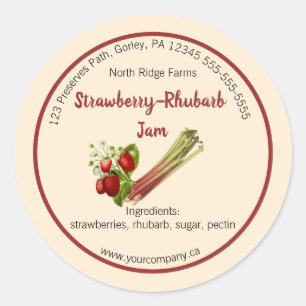 Bewerkbaar Strawberry-Rhubarb Jam Label