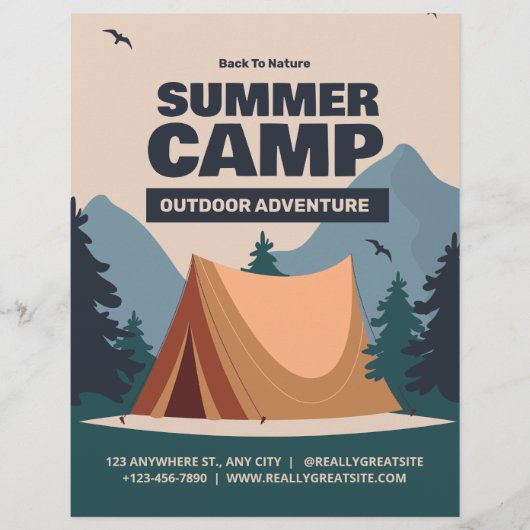Bewerkbaar Summer Fun Camp, terug naar Natuur Camp Flyer (Voorkant)