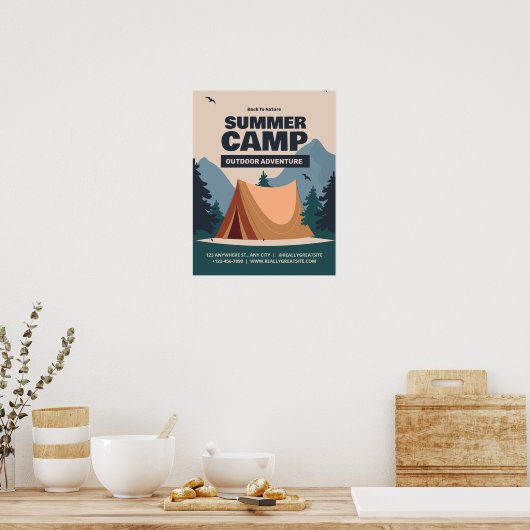 Bewerkbaar Summer Fun Camp, terug naar Natuur Camp Poster (Keuken)