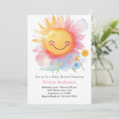 Bewerkbaar Sun Girl Baby shower Kaart (Staand voorkant)