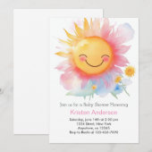 Bewerkbaar Sun Girl Baby shower Kaart (Voorkant / Achterkant)