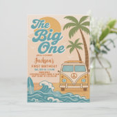 Bewerkbaar Surfen The Big One Boy 1st Birthday Kaart (Staand voorkant)