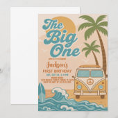 Bewerkbaar Surfen The Big One Boy 1st Birthday Kaart (Voorkant / Achterkant)