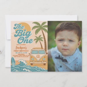 Bewerkbaar Surfen The Big One Boy 1st Birthday Kaart