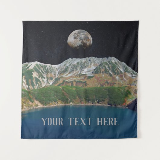 Bewerkbaar Surreal Lake & Moon Tapestry Wandkleed (Voorkant)