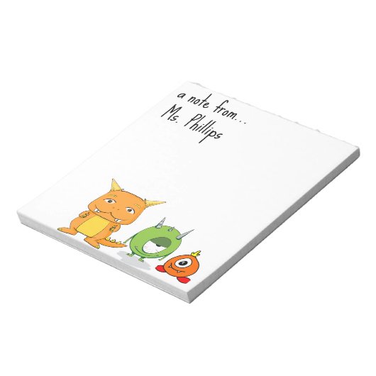 Bewerkbaar Teacher's Monsters Notitieblok (Linkerzijde)