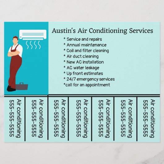 Bewerkbaar telefoonnummer voor airconditioningserv flyer (Voorkant)