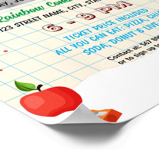 Bewerkbaar terug naar school evenement sjabloon poster (Hoek)