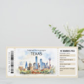 Bewerkbaar Texas Vliegticket, Texas Trip Kaart (Staand voorkant)