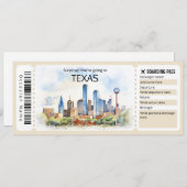Bewerkbaar Texas Vliegticket, Texas Trip Kaart (Voorkant / Achterkant)