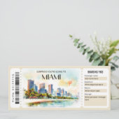 Bewerkbaar ticket voor Miami Plane Boarding Pass Kaart (Staand voorkant)