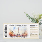 Bewerkbaar ticket voor Paris Plane Boarding Pass Kaart (Staand voorkant)