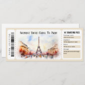 Bewerkbaar ticket voor Paris Plane Boarding Pass Kaart (Voorkant / Achterkant)