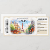Bewerkbaar ticket voor Paris Plane Boarding Pass Kaart (Voorkant / Achterkant)