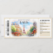 Bewerkbaar ticket voor Paris Plane Boarding Pass Kaart (Voorkant)