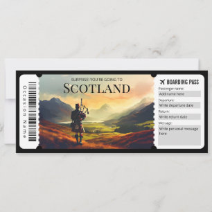 Bewerkbaar ticket voor Scotland Plane Boarding Pas Kaart