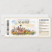 Bewerkbaar ticket voor Seattle Plane Boarding Pass Kaart (Voorkant)