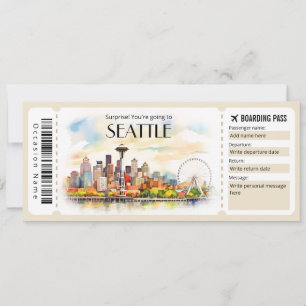 Bewerkbaar ticket voor Seattle Plane Boarding Pass Kaart