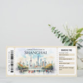 Bewerkbaar ticket voor Shanghai Plane Boarding Pas Kaart (Staand voorkant)