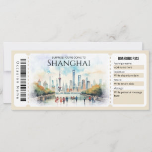 Bewerkbaar ticket voor Shanghai Plane Boarding Pas Kaart