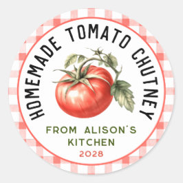 Bewerkbaar tomatenchutney label waterverf tomaat