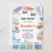 bewerkbaar transport verjaardagsfeestje kaart (Voorkant)