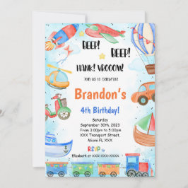 bewerkbaar transport verjaardagsfeestje kaart