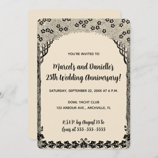 Bewerkbaar Tree Archway-Jubileum Kaart (Voorkant / Achterkant)