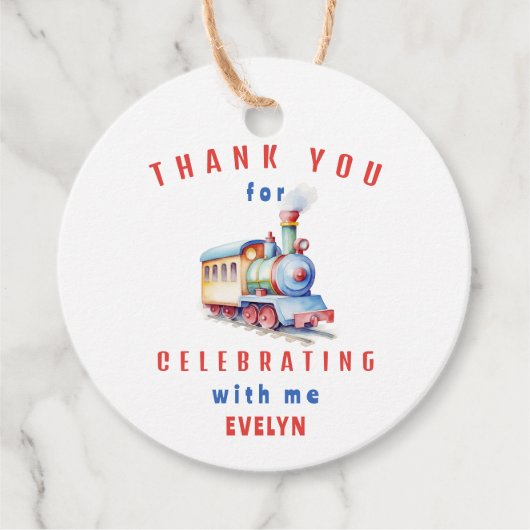 Bewerkbaar treinavontuur 2e verjaardag dank u bedankjes labels (Voorkant)
